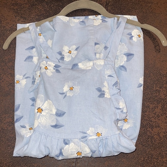 Carters Girls Light Blue and White Floral Linen Dress Size 7/7A - Picture 3 of 8